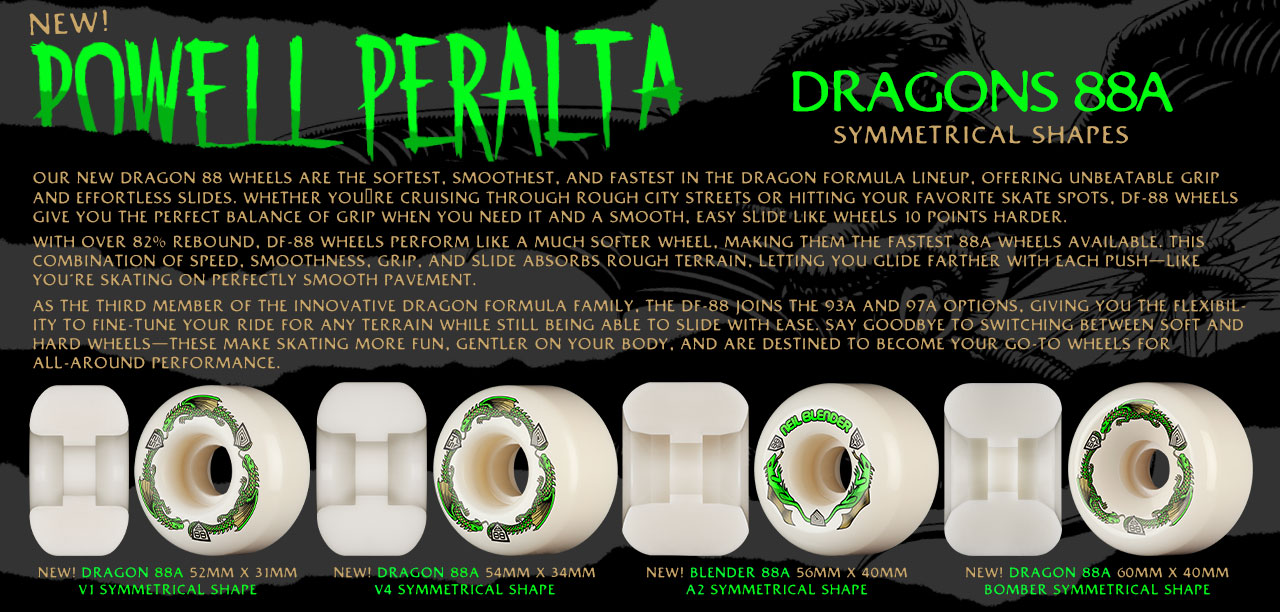 Powell Peralta Dragon Formula Skateboard Wheels 88a