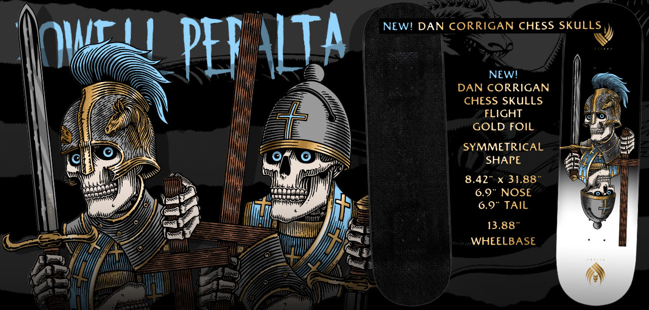 Powell Peralta Pro Dan Corrigan Chess Skulls FLIGHT® Skateboard Deck
