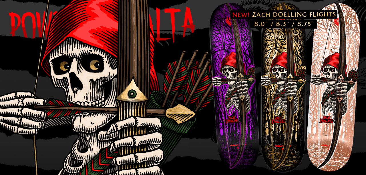 Powell Peralta Pro Zach Doelling Archer FLIGHT® Skateboard Deck Gold Foil - Shape 313 - 8.30 x 31.61